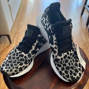 Adidas Women's Black and White Sneakers Cheetah Print